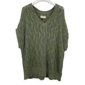Sonoma Womens Size 1X Green Lace Knit Sweater Vest Top